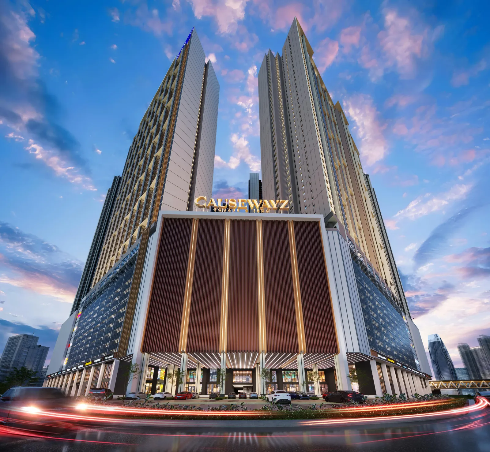 Causewayz Square JBCC Retail Tower — retail podium and covered walkway to JB CIQ